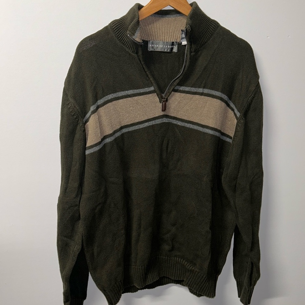 Oscar De La Renta Quarter‎ Zip Pullover Sweater Size Large